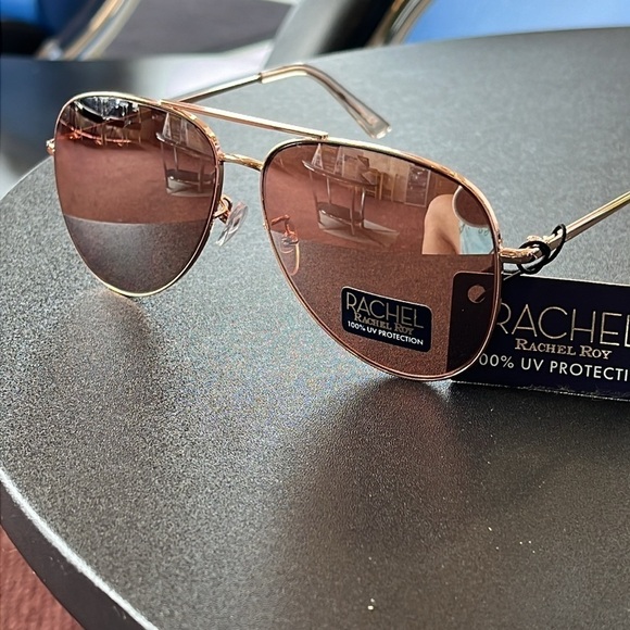 Brand New Rachel Roy Aviator Sunglasses Mirrored Rose Gold Tone Rimless - Picture 2 of 16
